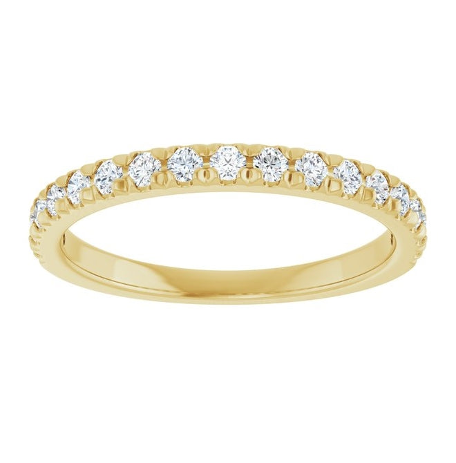 14K Yellow Or White Gold Round Vs, F+ Polished Lab-Grown Diamond French-Set Anniversary Band Size 7
