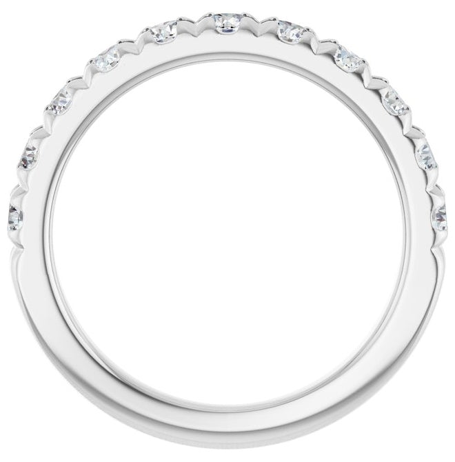 14K Yellow Or White Gold Round Vs, F+ Polished Lab-Grown Diamond French-Set Anniversary Band Size 7
