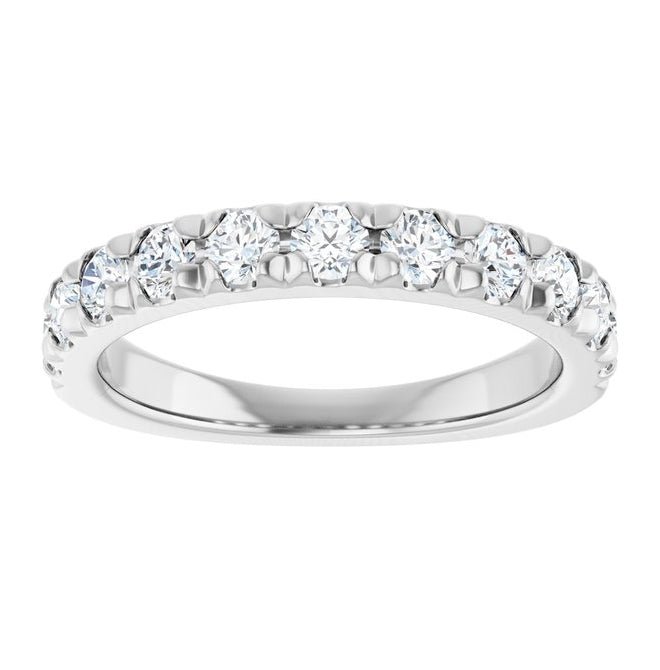 14K Yellow Or White Gold Round Vs, F+ Polished Lab-Grown Diamond French-Set Anniversary Band Size 7