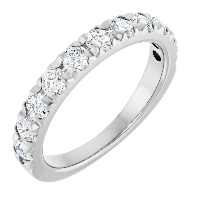 14K Yellow Or White Gold Round Vs, F+ Polished Lab-Grown Diamond French-Set Anniversary Band Size 7