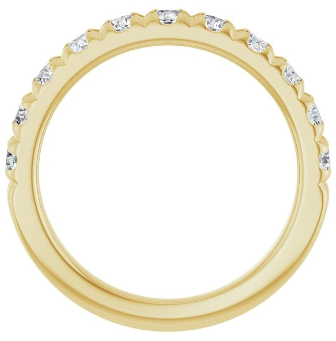 14K Yellow Or White Gold Round Vs, F+ Polished Lab-Grown Diamond French-Set Anniversary Band Size 7
