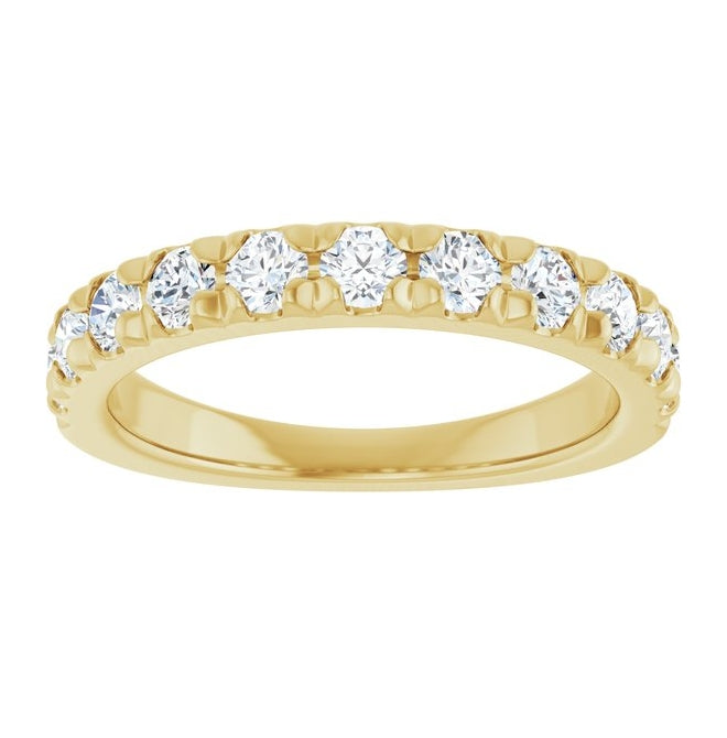 14K Yellow Or White Gold Round Vs, F+ Polished Lab-Grown Diamond French-Set Anniversary Band Size 7