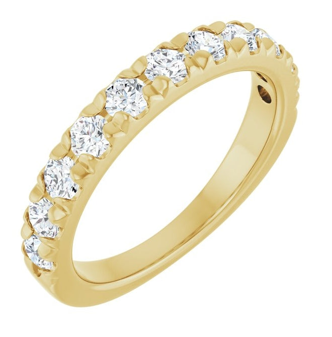 14K Yellow Or White Gold Round Vs, F+ Polished Lab-Grown Diamond French-Set Anniversary Band Size 7