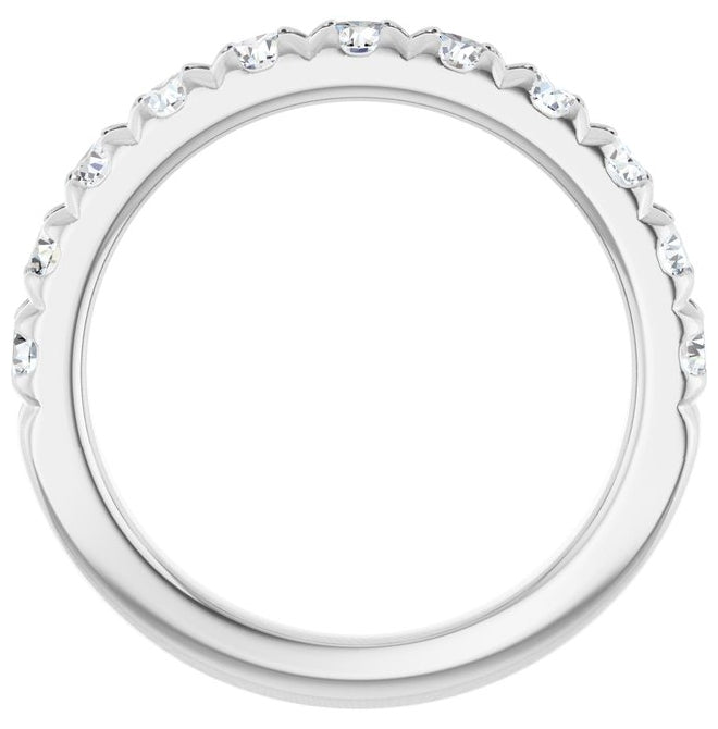 14K Yellow Or White Gold Round Vs, F+ Polished Lab-Grown Diamond French-Set Anniversary Band Size 7
