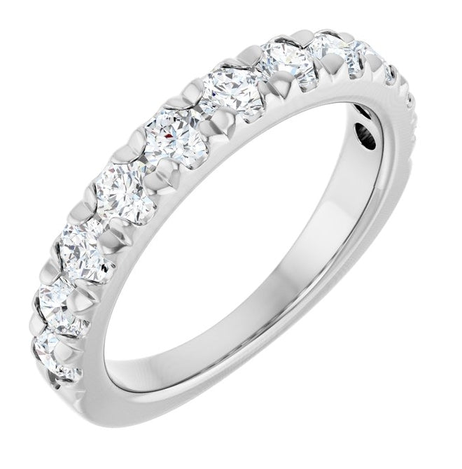 14K Yellow Or White Gold Round Vs, F+ Polished Lab-Grown Diamond French-Set Anniversary Band Size 7