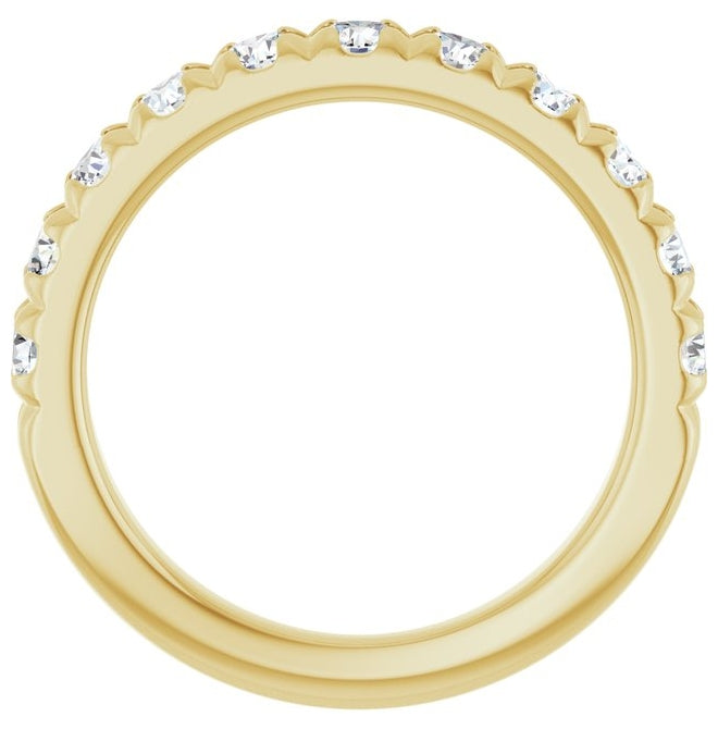 14K Yellow Or White Gold Round Vs, F+ Polished Lab-Grown Diamond French-Set Anniversary Band Size 7