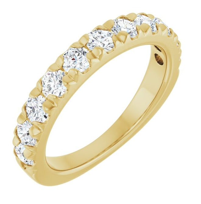 14K Yellow Or White Gold Round Vs, F+ Polished Lab-Grown Diamond French-Set Anniversary Band Size 7