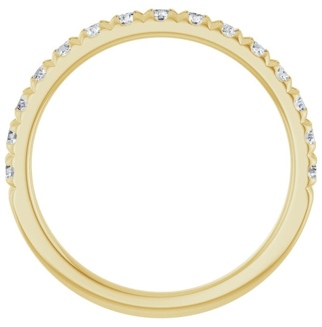 10K Yellow Gold Round 2 Mm Vs, F+ Polished 1/2 Ctw Lab-Grown Diamond French-Set Anniversary Band Size 7