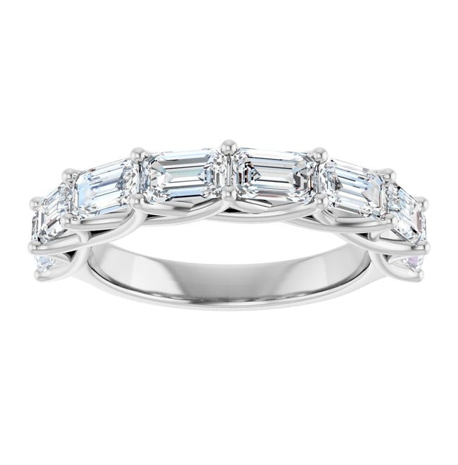 14K White Gold Emerald 5 X 3 Mm Polished 2 3/4 Ctw Lab-Grown Diamond Anniversary Band Size 7