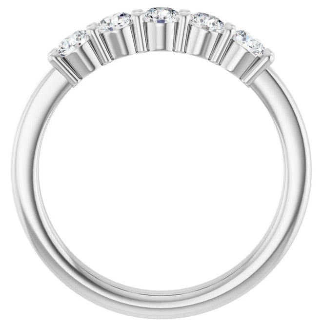 Platinum Round 3 Mm Polished 1/2 Ctw Lab-Grown Diamond Anniversary Band Size 7
