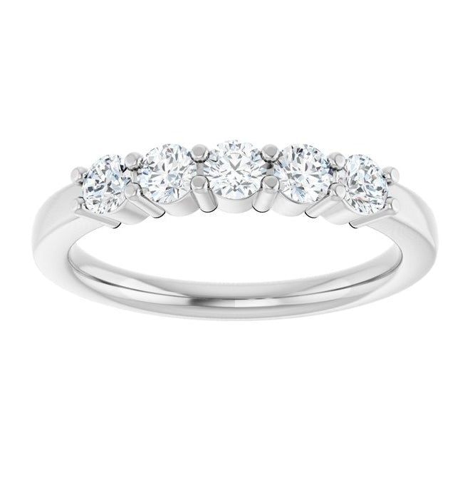 Platinum Round 3 Mm Polished 1/2 Ctw Lab-Grown Diamond Anniversary Band Size 7