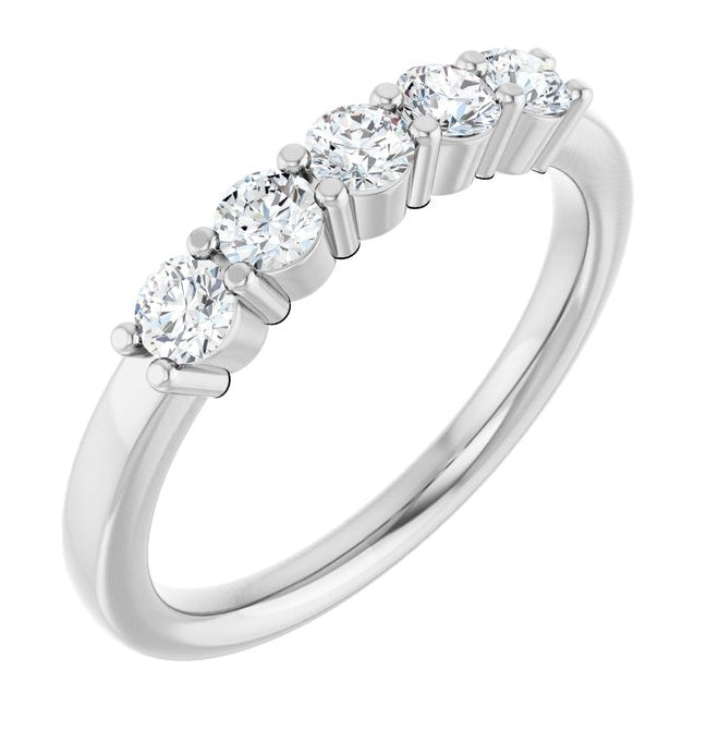Platinum Round 3 Mm Polished 1/2 Ctw Lab-Grown Diamond Anniversary Band Size 7