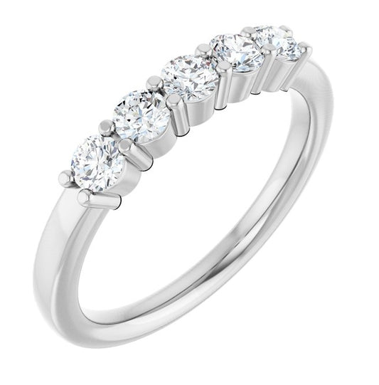 Platinum Round 3 Mm Polished 1/2 Ctw Lab-Grown Diamond Anniversary Band Size 7