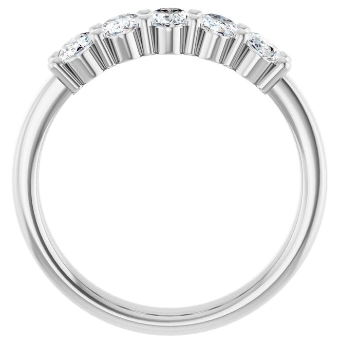 14K Yellow Or White Gold  Oval 5 X 3 Mm Polished 9/10 Ctw Lab-Grown Diamond Anniversary Band Size 7