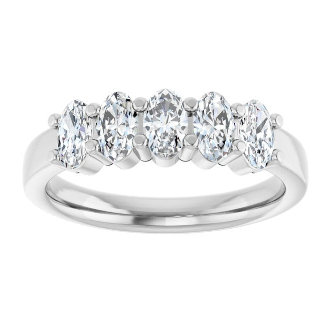 14K Yellow Or White Gold  Oval 5 X 3 Mm Polished 9/10 Ctw Lab-Grown Diamond Anniversary Band Size 7