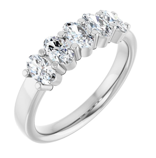 14K Yellow Or White Gold  Oval 5 X 3 Mm Polished 9/10 Ctw Lab-Grown Diamond Anniversary Band Size 7