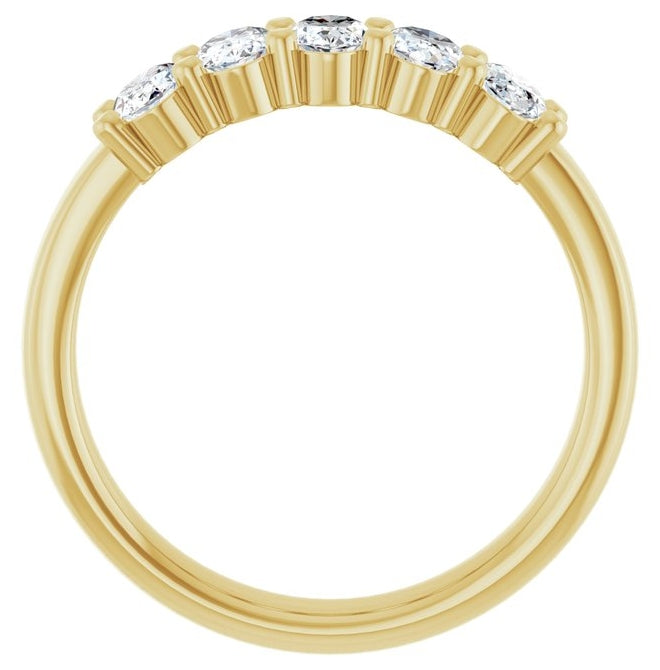 14K Yellow Or White Gold  Oval 5 X 3 Mm Polished 9/10 Ctw Lab-Grown Diamond Anniversary Band Size 7