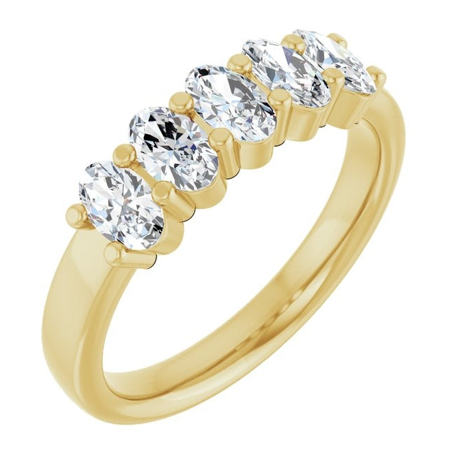 14K Yellow Or White Gold  Oval 5 X 3 Mm Polished 9/10 Ctw Lab-Grown Diamond Anniversary Band Size 7