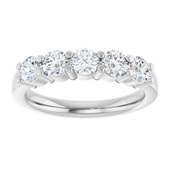 14K White Gold Round 3.8 Mm Polished 1 Ctw Lab-Grown Diamond Anniversary Band Size 7