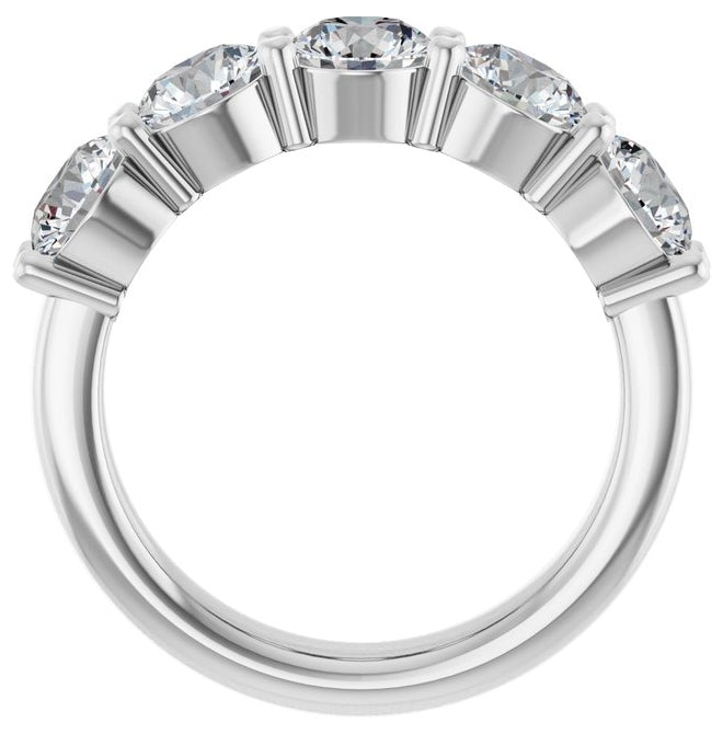 14K White Gold Round 5.2 Mm Polished 2 1/2 Ctw Lab-Grown Diamond Anniversary Band Size 7