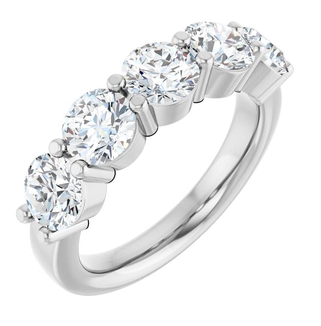 14K White Gold Round 5.2 Mm Polished 2 1/2 Ctw Lab-Grown Diamond Anniversary Band Size 7