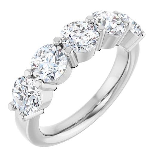 14K White Gold Round 5.2 Mm Polished 2 1/2 Ctw Lab-Grown Diamond Anniversary Band Size 7