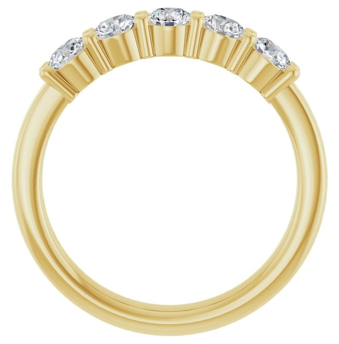 14K Yellow Gold Round 3.4 Mm Polished 3/4 Ctw Lab-Grown Diamond Anniversary Band Size 7