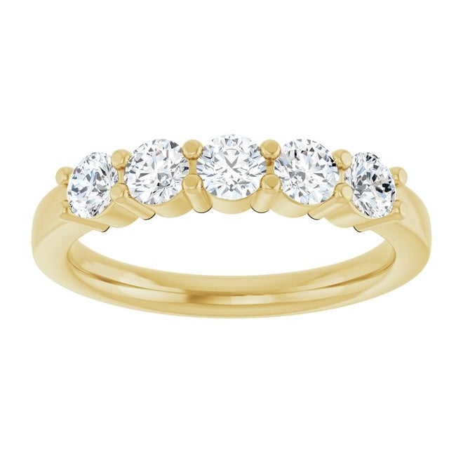 14K Yellow Gold Round 3.4 Mm Polished 3/4 Ctw Lab-Grown Diamond Anniversary Band Size 7