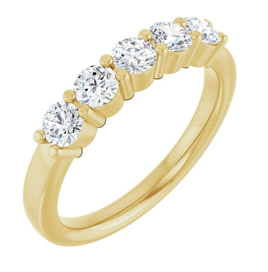 14K Yellow Gold Round 3.4 Mm Polished 3/4 Ctw Lab-Grown Diamond Anniversary Band Size 7