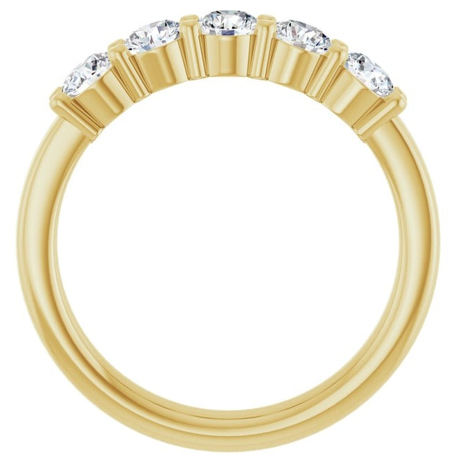 14K Yellow Or White Gold Round 3.5 Mm Polished 3/4 Ctw Lab-Grown Diamond Anniversary Band Size 7