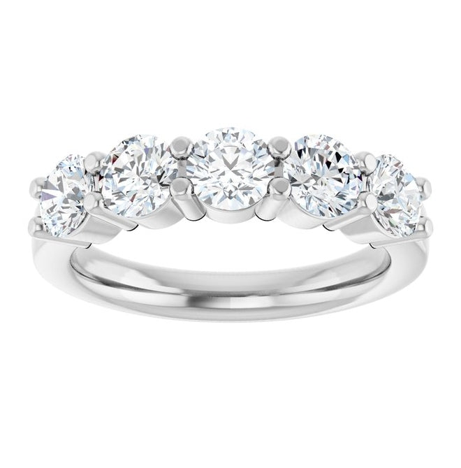 14K Yellow Or White Gold Round 4.4 Mm Polished 1 5/8 Ctw Lab-Grown Diamond Anniversary Band Size 7