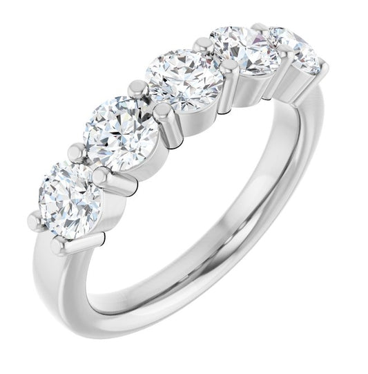 14K Yellow Or White Gold Round 4.4 Mm Polished 1 5/8 Ctw Lab-Grown Diamond Anniversary Band Size 7