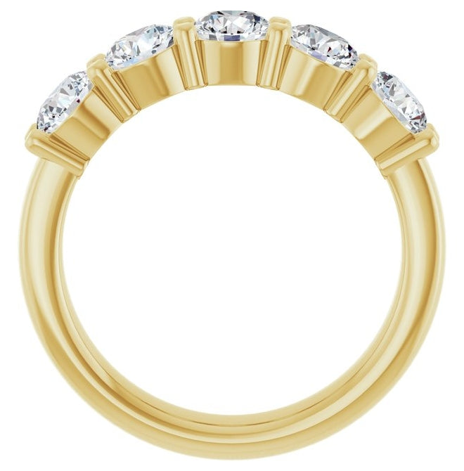 14K Yellow Or White Gold Round 4.4 Mm Polished 1 5/8 Ctw Lab-Grown Diamond Anniversary Band Size 7