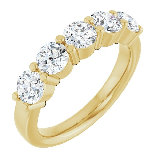 14K Yellow Or White Gold Round 4.4 Mm Polished 1 5/8 Ctw Lab-Grown Diamond Anniversary Band Size 7