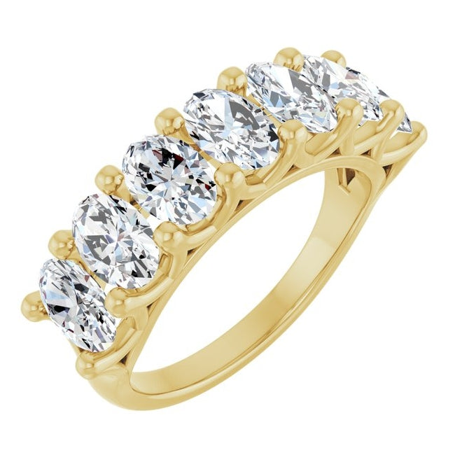 14K Yellow Gold Oval 6 X 4 Mm Polished 2 1/2 Ctw Lab-Grown Diamond Anniversary Band Size 7