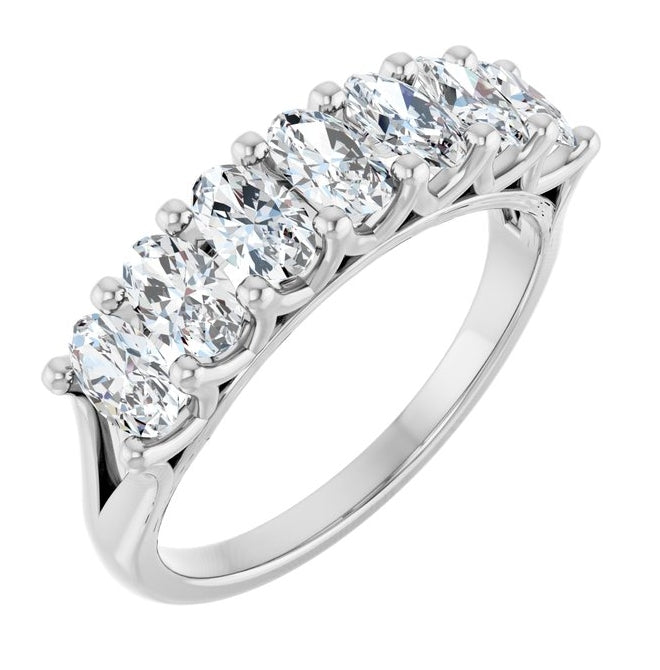 14K White Gold Oval 5 X 3 Mm Polished 1 1/3 Ctw Lab-Grown Diamond Anniversary Band Size 7
