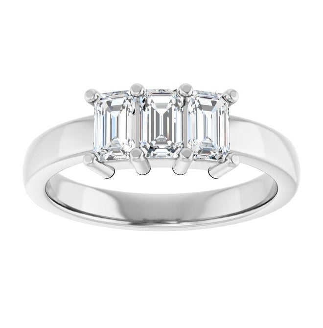 14K Yellow Or White Gold Emerald 5 X 3 Mm Polished 1 Ctw Lab-Grown Diamond Anniversary Band