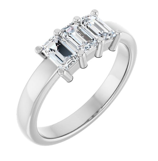 14K Yellow Or White Gold Emerald 5 X 3 Mm Polished 1 Ctw Lab-Grown Diamond Anniversary Band