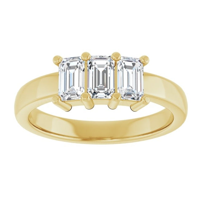 14K Yellow Or White Gold Emerald 5 X 3 Mm Polished 1 Ctw Lab-Grown Diamond Anniversary Band