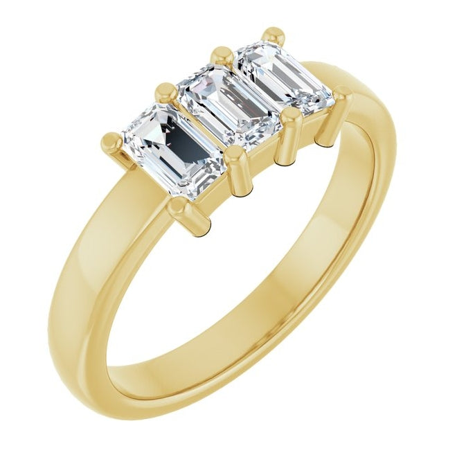 14K Yellow Or White Gold Emerald 5 X 3 Mm Polished 1 Ctw Lab-Grown Diamond Anniversary Band