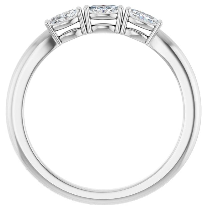 14K Yellow Or White Gold Marquise 4 X 2 Mm Polished 1/5 Ctw Lab-Grown Diamond Anniversary Band Size 7