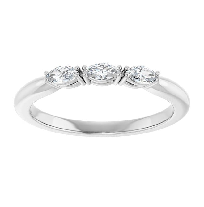 14K Yellow Or White Gold Marquise 4 X 2 Mm Polished 1/5 Ctw Lab-Grown Diamond Anniversary Band Size 7