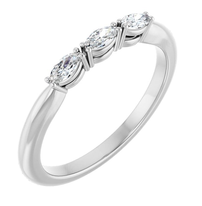 14K Yellow Or White Gold Marquise 4 X 2 Mm Polished 1/5 Ctw Lab-Grown Diamond Anniversary Band Size 7