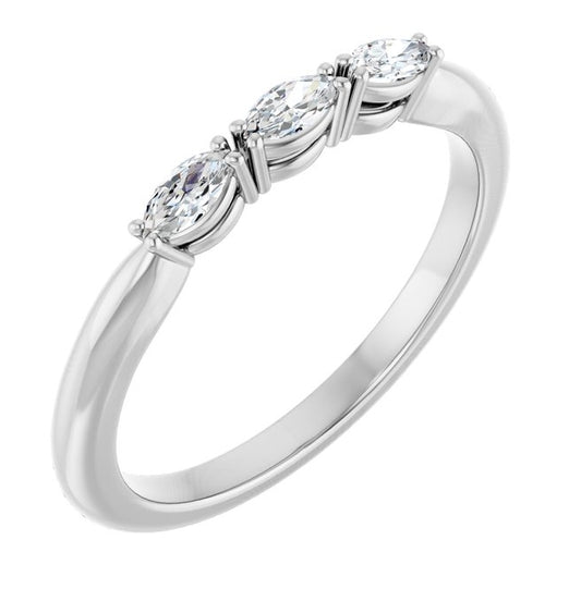 14K Yellow Or White Gold Marquise 4 X 2 Mm Polished 1/5 Ctw Lab-Grown Diamond Anniversary Band Size 7