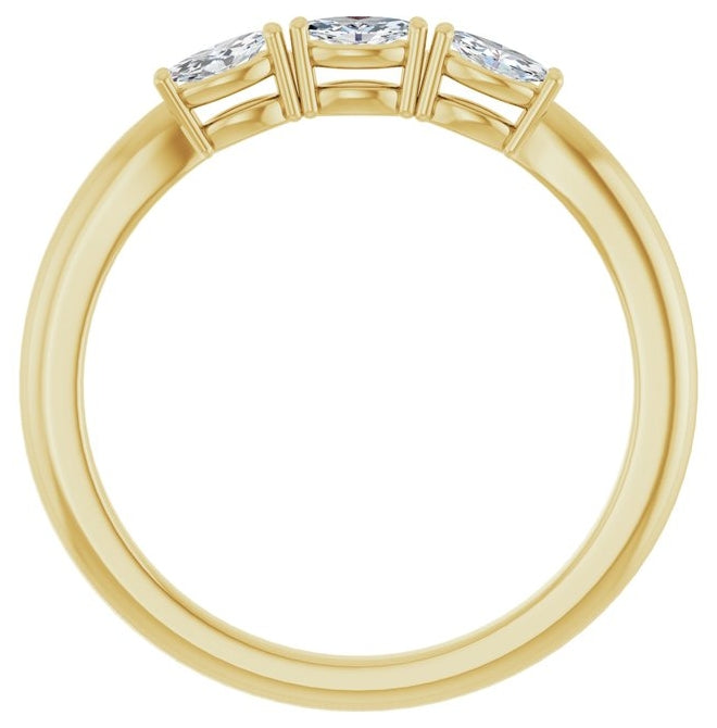 14K Yellow Or White Gold Marquise 4 X 2 Mm Polished 1/5 Ctw Lab-Grown Diamond Anniversary Band Size 7