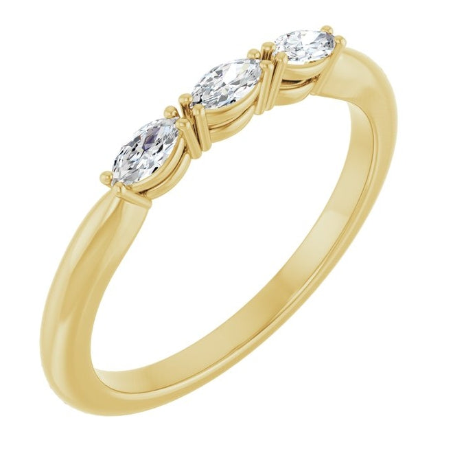 14K Yellow Or White Gold Marquise 4 X 2 Mm Polished 1/5 Ctw Lab-Grown Diamond Anniversary Band Size 7