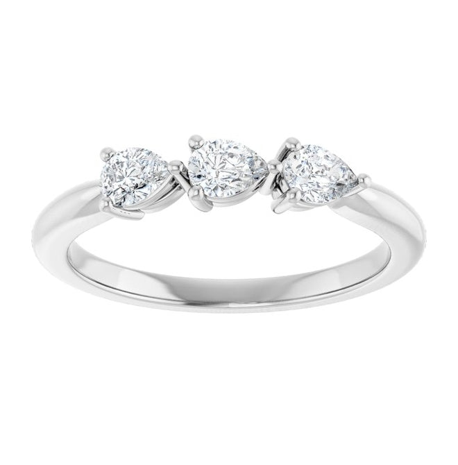 14K Yellow Or White Gold Pear 4 X 3 Mm Polished 3/8 Ctw Lab-Grown Diamond Anniversary Band Size 7