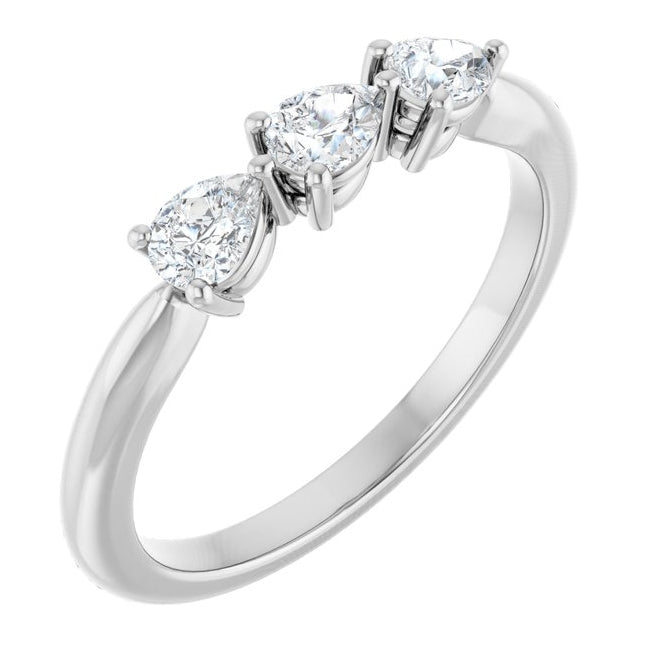14K Yellow Or White Gold Pear 4 X 3 Mm Polished 3/8 Ctw Lab-Grown Diamond Anniversary Band Size 7