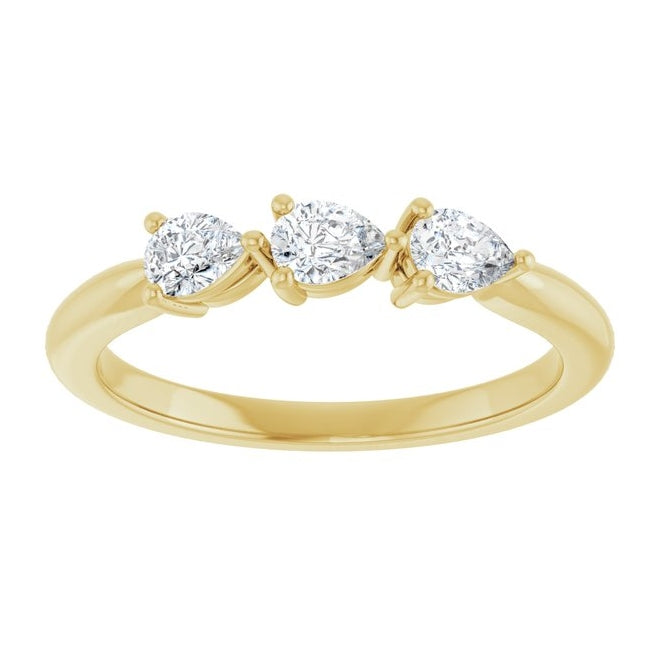 14K Yellow Or White Gold Pear 4 X 3 Mm Polished 3/8 Ctw Lab-Grown Diamond Anniversary Band Size 7
