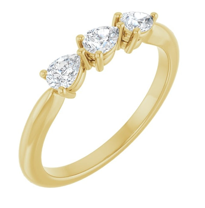 14K Yellow Or White Gold Pear 4 X 3 Mm Polished 3/8 Ctw Lab-Grown Diamond Anniversary Band Size 7